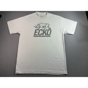 Ecko Unltd Graphic T Shirt Mens Large White Short Sleeve Rhino Logo Tee